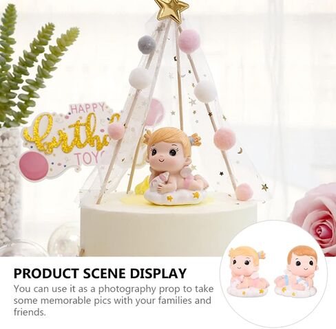 DOITOOL 2 Pcs Gender Reveal Cake Topper, Baby Boy and Girl Cake Decoration, Baby Figurine Cake Topper for Birthday Baby Shower Cake Decoration Gender Reveal Party Supplies in Saudi Arabia