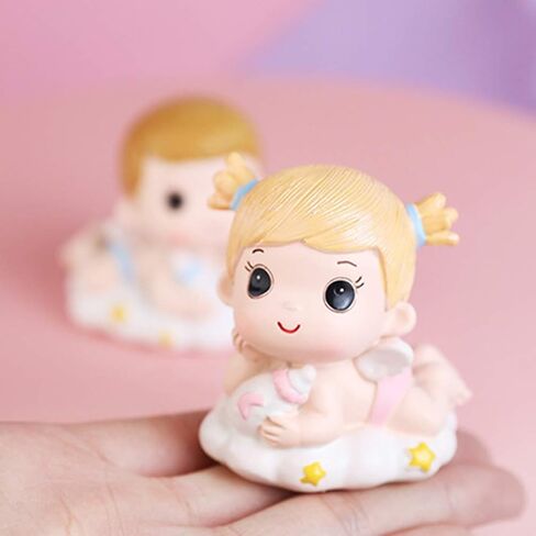 DOITOOL 2 Pcs Gender Reveal Cake Topper, Baby Boy and Girl Cake Decoration, Baby Figurine Cake Topper for Birthday Baby Shower Cake Decoration Gender Reveal Party Supplies in Saudi Arabia
