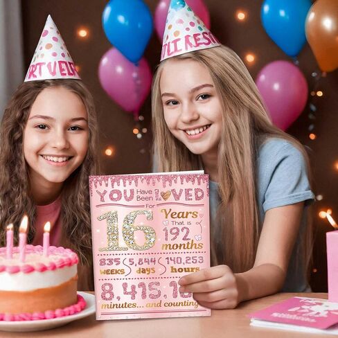 16th Birthday Card, TSVATE 16 Year Old Girl Birthday Gift Ideas, Sweet 16 Gifts for Girls, Daughter, Granddaughter, Niece, 16th Birthday Decorations for Girls, Sweet 16 Birthday Card Rose Gold 16 Bday in Saudi Arabia