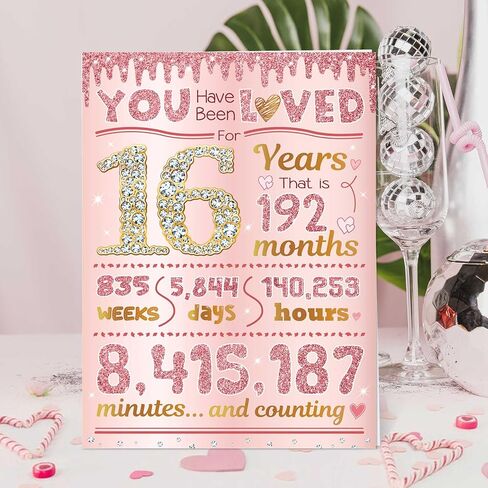 16th Birthday Card, TSVATE 16 Year Old Girl Birthday Gift Ideas, Sweet 16 Gifts for Girls, Daughter, Granddaughter, Niece, 16th Birthday Decorations for Girls, Sweet 16 Birthday Card Rose Gold 16 Bday in Saudi Arabia