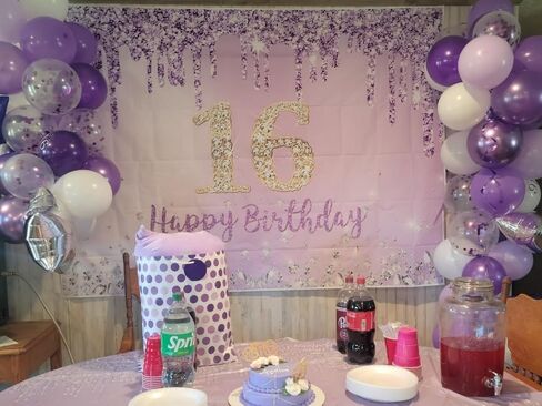 INRUI Purple Happy 15th Birthday Photography Background Girls Sweet Fifteen Years Old Birthday Party Decorations Backdrop 7x5FT in Kuwait