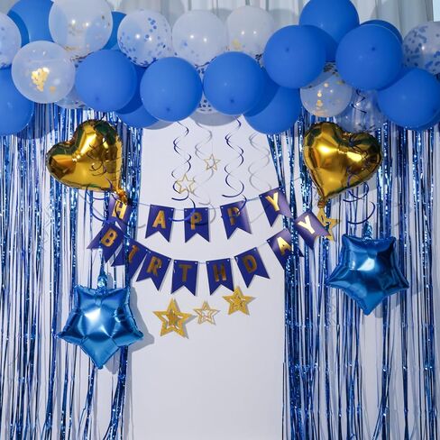LovesTown Birthday Party Decorations, Happy Birthday Banner Rose Gold Confetti Balloons Hanging Swirls Fringe Curtain for Girls Women Birthday Party in Saudi Arabia