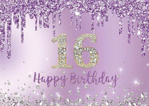 INRUI Purple Happy 15th Birthday Photography Background Girls Sweet Fifteen Years Old Birthday Party Decorations Backdrop 7x5FT in Kuwait