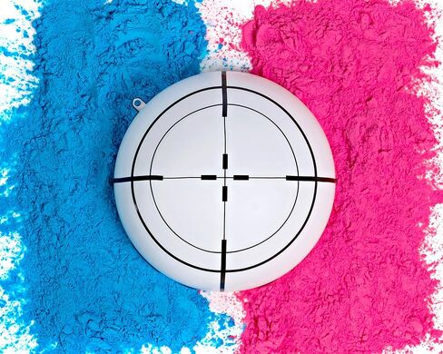 Ultimate Party Supplies Gender Reveal White Target Ball | Pink & Blue Kit | Powder 6 Inch Shooting Ball | Gender Reveal Party Ideas in Saudi Arabia