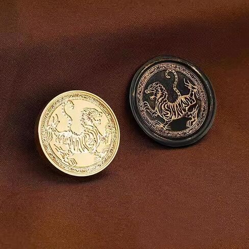 Tiger Wax Seal Stamp, WASOHLING Sealing Wax Stamps 30mm Retro Removable Brass Head with Wood Handle, Great for Wedding Party Christmas Envelopes Invitations Gift Wrap Decoration (Tiger) in Saudi Arabia