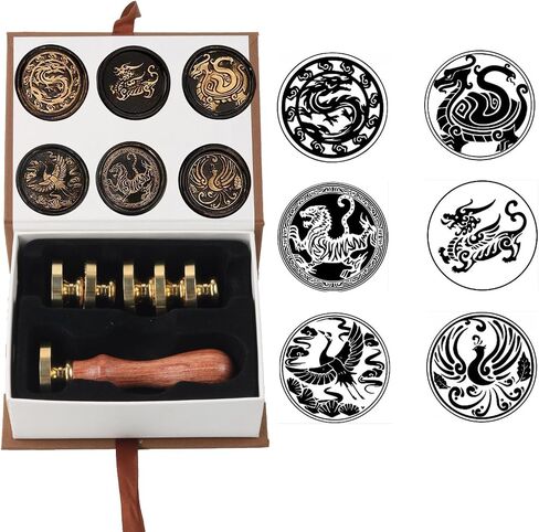 Tiger Wax Seal Stamp, WASOHLING Sealing Wax Stamps 30mm Retro Removable Brass Head with Wood Handle, Great for Wedding Party Christmas Envelopes Invitations Gift Wrap Decoration (Tiger) in Saudi Arabia