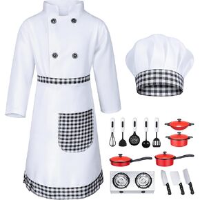 Kids Chef Costume for Boys Girls Kitchen Cooking Party Cosplay 3-10 Years
