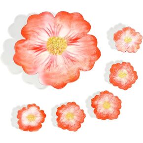 Flower Silicone Resin Moulds 6pcs - 1pc Large Resin Tray Moulds and 5pcs Coaster Moulds 3D Design for DIY Epoxy Resin Casting Craft, Home Decoration