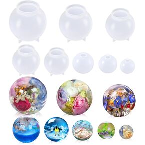 8 Pcs Sphere Resin Molds, 3D Seamless Sphere Silicone Molds for Resin, Large Round Ball Orbs Epoxy Resin Molds for Flowers Preservation,Jewelry, Soap, Candle,Home Decor