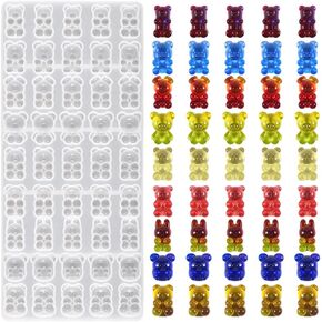 45 Cavity Small Bear Epoxy Resin Mold Bear Casting Mold Gummy Bear Mold Crystal Mold Animal Silicone Mold for DIY Jewelry Crafts Keychain Earring Charms