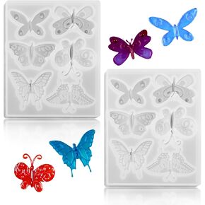 2 Pack 3D Butterfly Epoxy Resin Molds DIY Butterfly Shape Resin Casting for Butterfly Earring Necklace Pendant Brooch Keychain Silicone Mold Resin Handmade Home Display Decor Crafts