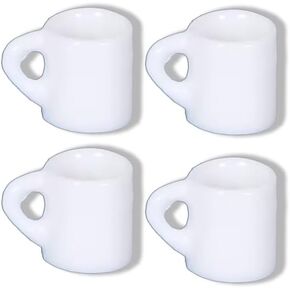 4 قطع بيضاء من أكواب القهوة المصغرة مقاس 1/12 ملحقات تزيين بيت الدمى، إكسسوارات بيت الدمى المصغرة كوب قهوة مصغر (0.6 × 0.4 × 0.5 بوصة) in Kuwait