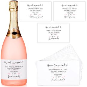 Yexiya 20 Pieces Bridesmaid Sticker Mini Champagne Bottles Labels Bridesmaid Proposal Ask Wine Stickers Ask Bridal Party Maid of Honor Label Waterproof (Will You Be My Bridesmaid)