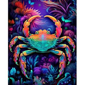 مخلوقات البحر tucocoo للطلاء بالأرقام DIY Crab Ocean Animal الديكور طلاء أكريليك بالأرقام للأطفال، مجموعات فنية للبالغين، لوحات فنية حرفية لديكور جدار المنزل 16 × 20 بدون إطار in Kuwait