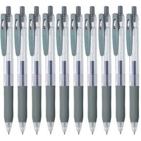 Zebra Sarasa Clip 0.4 Retractable Gel Ink Pen, Rubber Grip, 0.4mm, Gray Ink, Value Set of 10