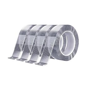 TD Deco 4 Rolls(40FT Total) Nano Mounting Tape Gen 2,Heavy Duty Double Sided Tape,Value Package,Anti-Dust Bags,Super Tough Tape,Carpet Tape,Flex Tape,Waterproof Tape,Removable Tape,Poster Tape