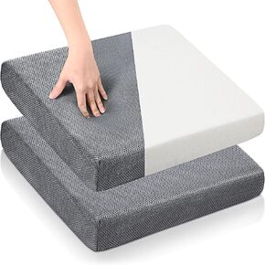 2 Pcs Large Memory Foam Seat Cushion 18 x 16 x 3 Inch Breathable Chair Pad Cushions Comfortable Wheelchair Chair Pillow with Washable Cover for Desk Car Office Back Pain Relief Coccyx Cushion (Gray)