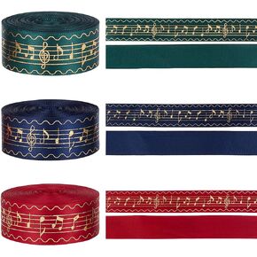 PH PandaHall 36 Yards Satin Music Ribbon, 1 Inch Notation Craft Ribbons Music Note Grosgrain Ribbon Single Face Christmas Ribbon Hot Stamping Ribbon for Party Wedding Cake Hat Decor Gift Wrap 3 Colors