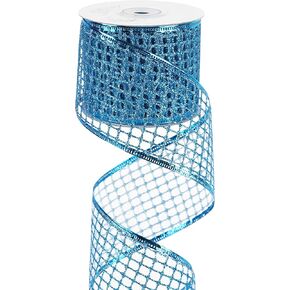 MEEDEE 2.5 Inch Champagne Netting Ribbon Sparkling Glamour Netted Ribbon Champagne Gold Glitter Ribbon by 10 Yards Roll Wired Mesh Ribbon for Christmas Tree, Wreaths, Tree Toppers, Streamers, Bow