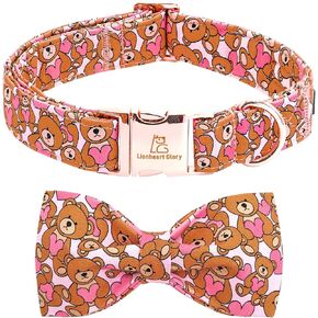 Lionheart glory Dog Collar with Flower Dog Collar for Medium Dogs, Bees Print Dog Flower Collars Spring Blue Cute Collars Pet Collar Flowers Girl Boy Collars