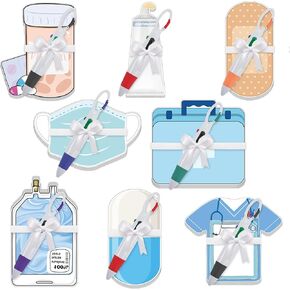 32 Pcs Funny Nurse Student Gifts Nurse Sticky Notepad with Pen Retractable Shuttle Pens Nurse Week Appreciation Gifts Nursing Student Essential for Hospital Supplies