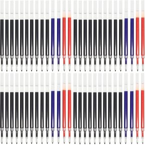 Maydahui 100 PCS Retractable Rollerball Gel Ink Pen Refills 3 Colors Black Blue Red Metal Tip 0.7 mm Bullet for Retractable Click Pen