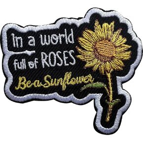Be a Sunflower Patch, Sew On Iron On Sunflower Embroidery Patches for Clothes Backpacks Hats Jeans Bags, Embroidered Patches, Aesthetic Mental Health Patches, DIY Positive Iron On Patch