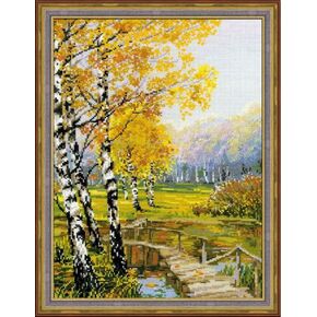 RIOLIS 1134 - The Birches - Counted Cross Stitch Kit 10¼" x 15" Zweigart 14 ct. White AIDA 30 Colors