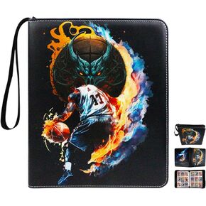 Basketball Card Binder 9 Pocket Fits 900 Cards with 50 Removable Sleevesves, Trading Card Binder Sports Card Binder Basketball Card Binder Baseball Card Binder Trading Card Albums (Basketball-L)