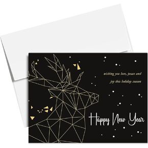 2025 Happy New Year Greeting Cards – Wishing You Love, Peace & Joy – Christmas Xmas Holiday Invitations, Thank You's, Announcements, Gift & Presents – 25 Per Pack, Envelopes Included – 4.25 x 5.5"
