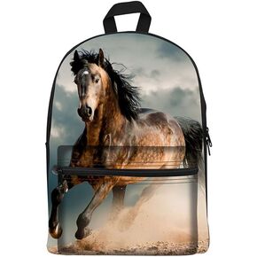 Bookbag School Backpack for Girls Horse Backpacks Elementary 3rd 4th 5th 6th Grade Kids Boys 15.3" Canvas Laptop Bag