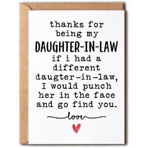Thanks Card - For Being My Daughter-In-Law Card - Funny Birthday Card - Funny Daughter-In-Law Christmas - Gift For Her