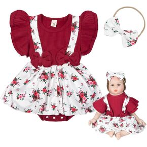 Reborn Baby Doll Clothes Accessories 22 inch Girl Outfit Adorable Floral Romper Dress for 22-24 Inch Newborn Reborn Doll