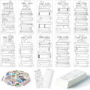 COcnny Book Bookmarks Reading Marks - 150pcs Read List Bookmark with Stickers Set, Cute Bookish Tracker Log Bulk Items, Color Your Own Timer Study Records Tracker for Reading Lovers Teacher Student