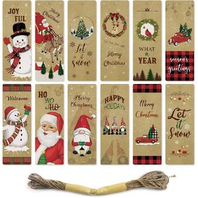 Bookmarks, Christmas Bookmark for Book Lovers, 60 PCS 2 x 6" Cute Book Markers for Woman, Kids Reading, Paper Book Mark, Printing on 2 Sides about Xmas Holiday Present