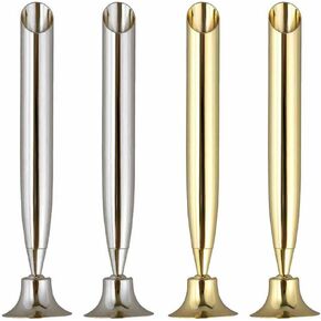 Teensery 4 Pcs Desk Pen Holder Metal Desktop Pen Pencil Holder Stand Swivel Pen Funnel Base for Home School Office Hotel (Silver and Gold)