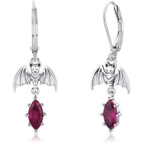 Bat Earrings for Women 925 Sterling Silver Goth Cute Animal Bat Leverback Drop Earrings Halloween Christmas Jewelry Gifts for Girls