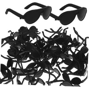 SEWACC 60pcs Doll Sunglasses Mini Sunglasses for Crafts Miniature Black Sunglasses Doll Dress up Eyeglasses Mini Doll Costume Accessories for Dollhouse Decoration