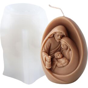 Jesus Family Candle Silicone Molds Jesus and The Virgin Family Candle Molds Jesus Resin Casting Mold for Candle Making Mold Candle Home Decorate Mold Aromatherapy Candles Gypsum Clay Craft