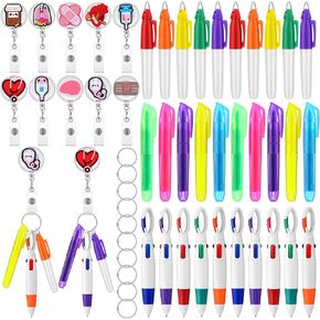 Harloon 50 Pcs Nurse Badge Reel Accessories Pen Set Nurse Week Graduation Gift Retractable Markers for Doctor Medical Health Hospital Office Worker Gifts(Adorable)
