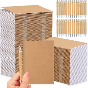Kisston 50 Sets Mini Pocket Notebook with Pens Bulk Small Memo Notepad with Bamboo Pens Employee Appreciation Gifts for Employee Coworker Team Christmas Gifts(Retro Colors)