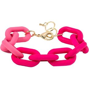 GUOXIAOMEI Colorful Summer Chunky Link Bracelets Trendy Minimalist Rainbow Candy Color Resin Link Bracelet Thick Acrylic Paperclip Chain Bracelet Beach Jewelry for Women Girls Gifts