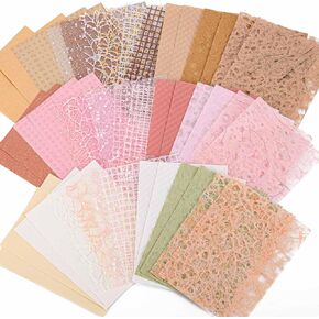 48 Sheets Scrapbook Paper Set Small Morandi Craft Textured Paper 4 x5.5 Inch Handmade Mesh Fabric Mix Special Decorative Papers for Scrapbooking, Journaling Supplies, DIY (Style-B)
