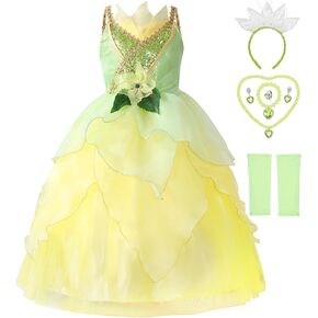 Princess Tiana Costume for Girls Princess Tiana Dress Princess and the Frog Costume with Accessories