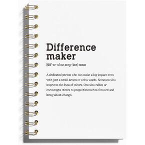 Difference Maker Gift Notebook - Difference Maker Notebook, Coworker Gifts for Women, Inspirational Journal, The Office Gifts Hardcover Spiral Notebook, 5.5x8.3 Inches