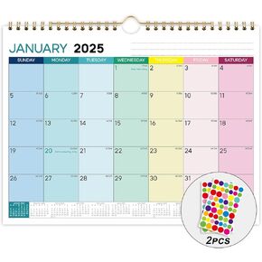تقويم حائط 2025 - تقويم معلق لمدة 12 شهرًا، يناير 2025 - ديسمبر 2025، 11 × 8.5 بوصة، تواريخ جوليان، تصميم ملون، مناسب للتعليق على الحائط، مناسب لتنظيم تخطيط المكاتب المنزلية والمدرسة
