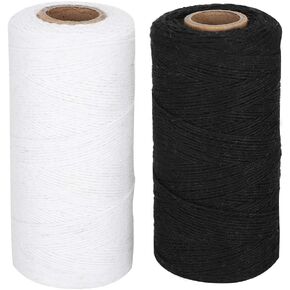 2PCS Weaving Thread, 8/4 Warp Weaving Yarn, 250M Sewing Thread, Embroidery Machine Thread, Cotton Spinning for DIY Carpet Tapestry Rug Blanket (Black&White)