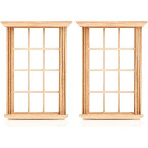 IMIKEYA 2PCS Dollhouse Windows: Tiny Windows 1: 12 Scale Miniature Windows Mini Windows Miniature Dollhouse Furniture DIY Window Frame for Dolls Houses Decoration Dollhouse Accessories