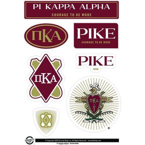 Fraternity Pi Kappa Alpha Sticker Sheets - Custom Designed Vinyl Fraternity Brand Focus Stickers with Officially Licensed Designs, Removable Adhesive, 7 Stickers per Sheet
