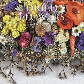 The Gifted Stationary 2025 Square Wall Calendar, Dried Flowers, 16-Month Flower Theme Hanging Calendar with 180 Reminder Stickers, Month Planner for Home, or Creative Spaces, 12x12 In